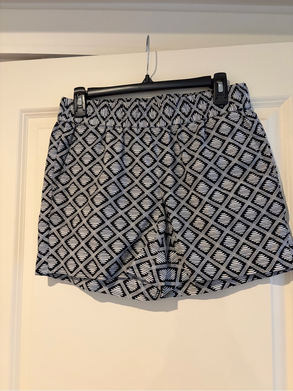 J. Crew Black and White Geometric High-Waist Shorts